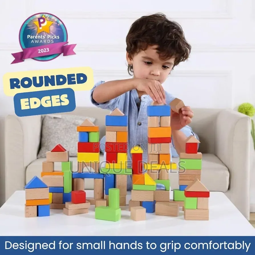 Kids Wooden Building Blocks Set