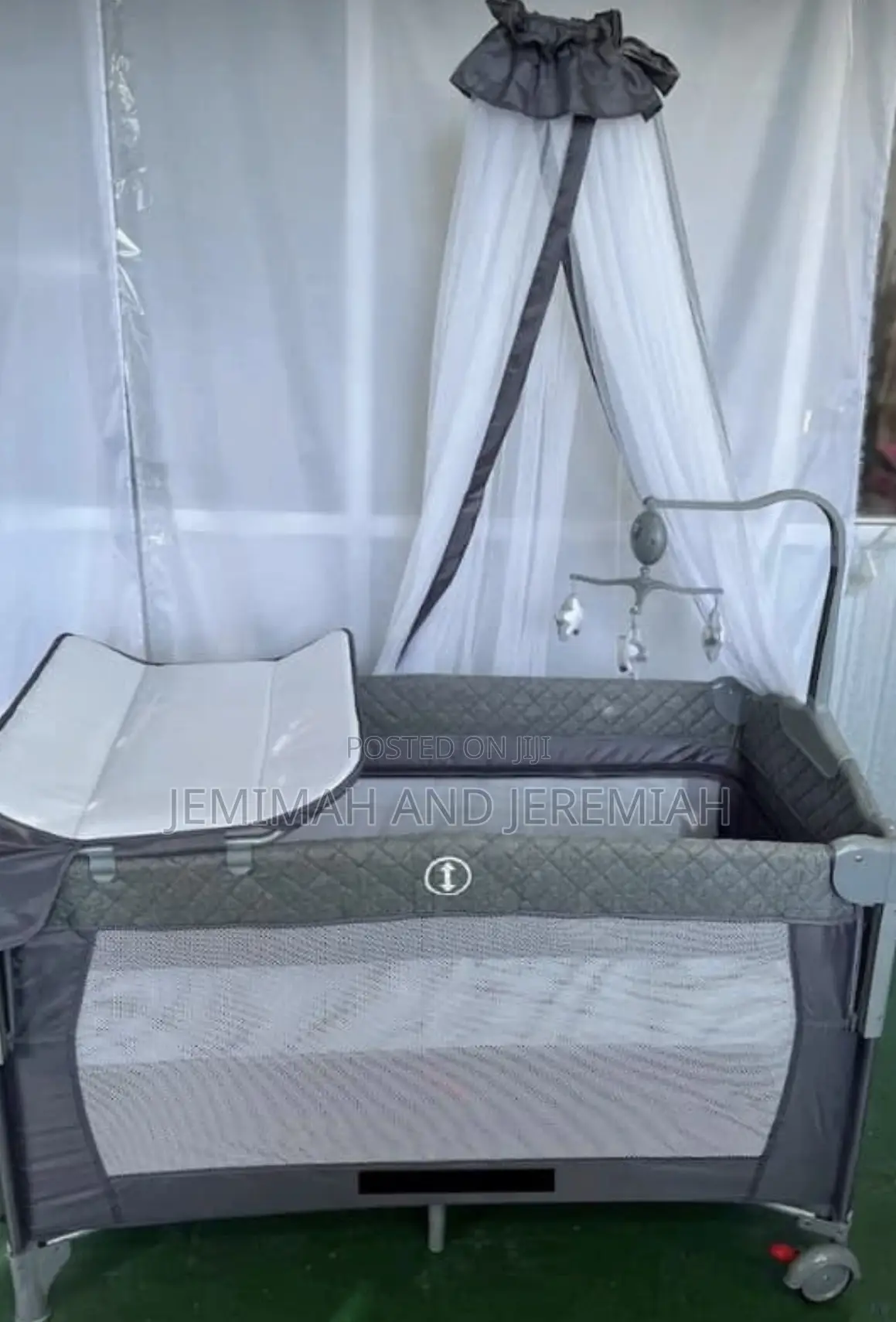 Baby Bed With Mosquito Net,Play Pen and Diaper Changing Station