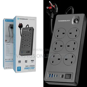 Powerology 6ac 2990w Power Strip Pd 20w - Black