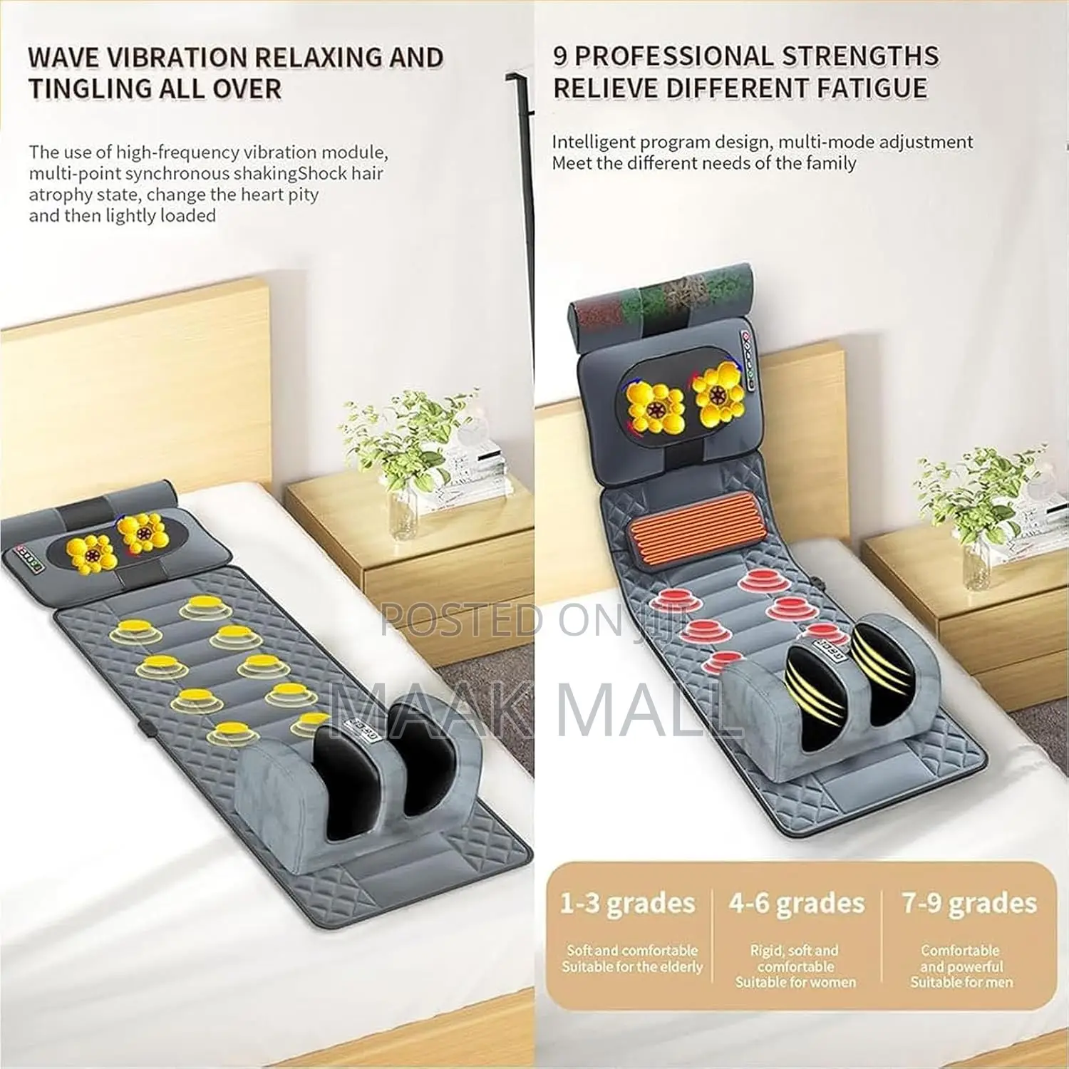 Full Body Massage Mat With Heat, 10 Vibrating Nodes Full Body Massage