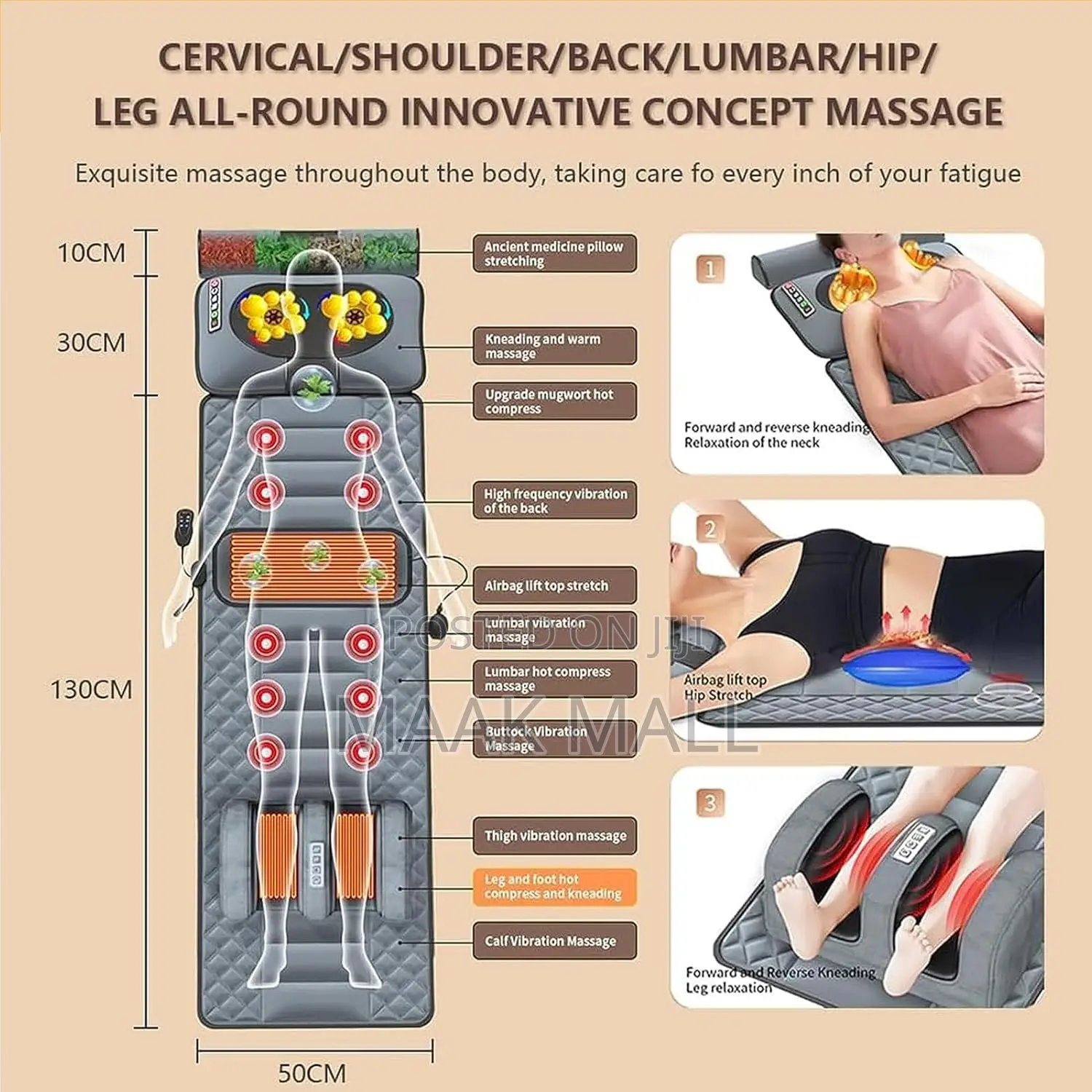 Full Body Massage Mat With Heat, 10 Vibrating Nodes Full Body Massage