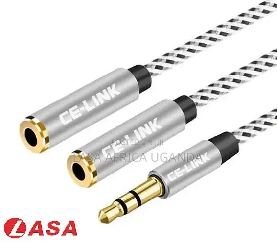 Audio Y-Splitter Cable 3.5mm Male to 2 Port 3.5mm Female Headsets