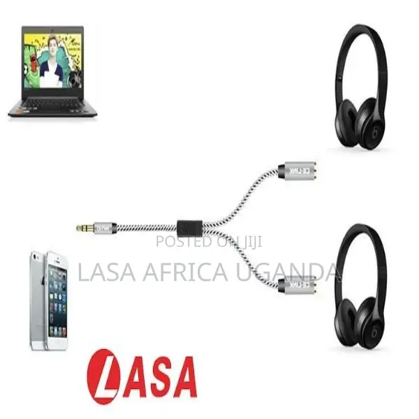 Audio Y-Splitter Cable 3.5mm Male to 2 Port 3.5mm Female Headsets