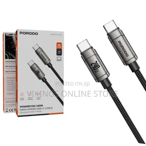 Porodo Powersync 240w High-Speed Usb-C to Usb-C Cable, 1m Cable Length