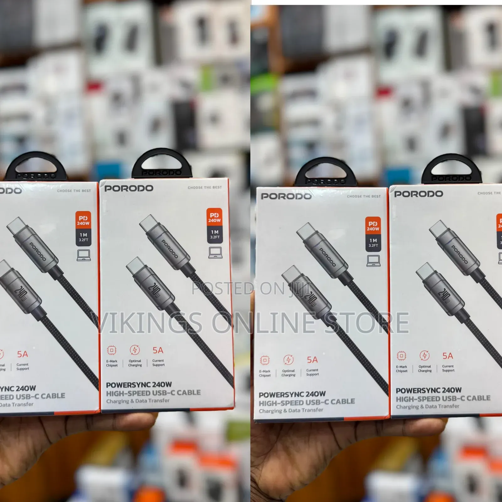 Porodo Powersync 240w High-Speed Usb-C to Usb-C Cable, 1m Cable Length