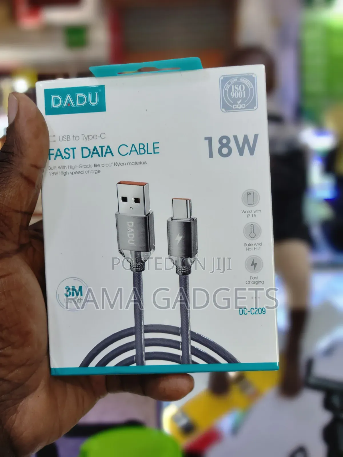 3m Cable Usb to Type-C Fast Data Cable (Model Dc-C209).