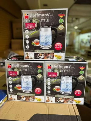 Hoffmans 2.2 Liters Glass Electric Kettle With Led Blue Hm-2515