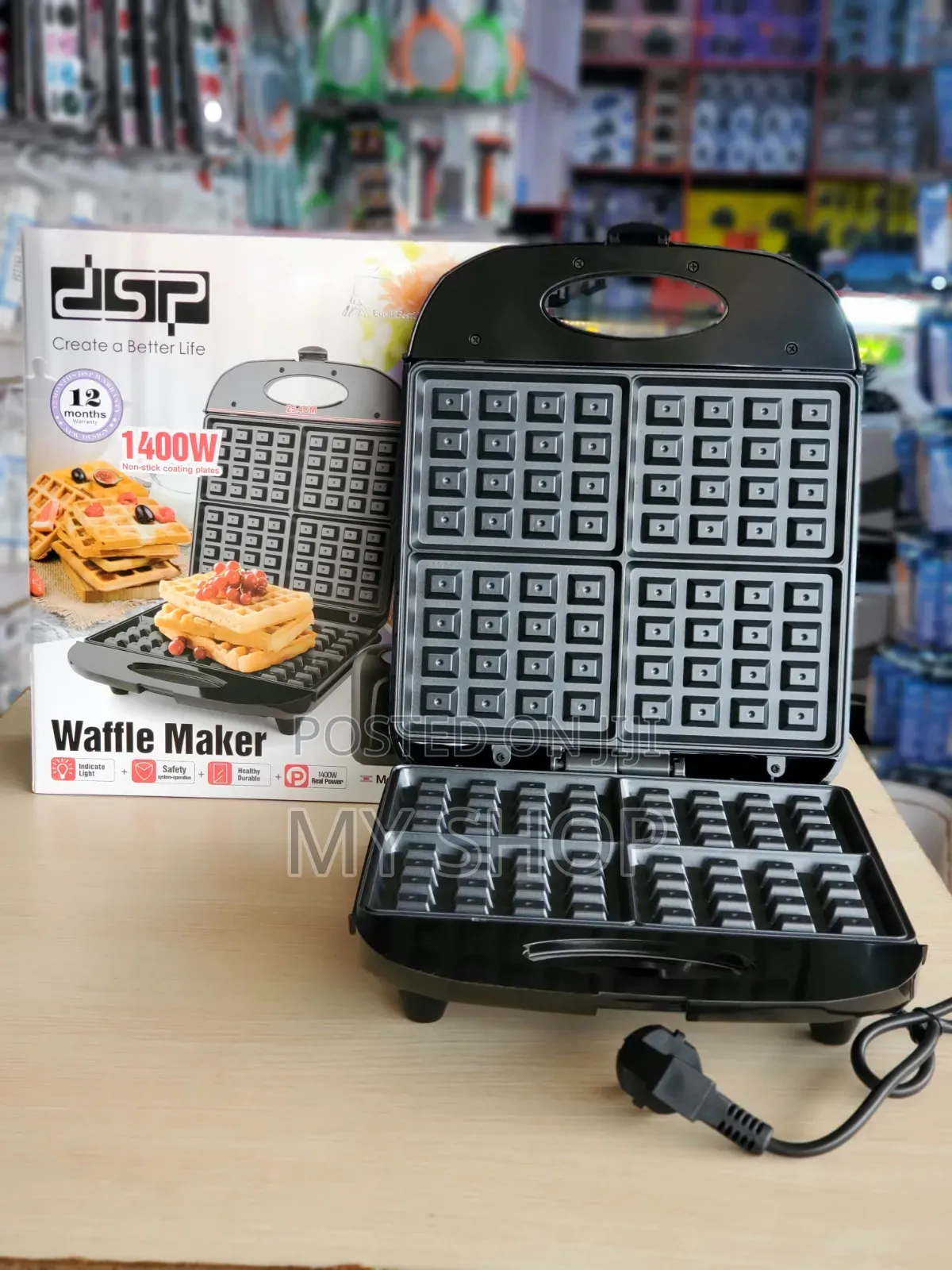 Electric Waffle Maker 4pcs - Fast Even Cooking