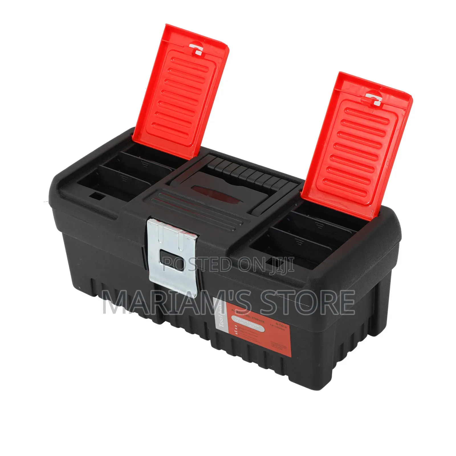 Wiseup Brand Plastic Toolboxes Featuring a Black and Red 14""
