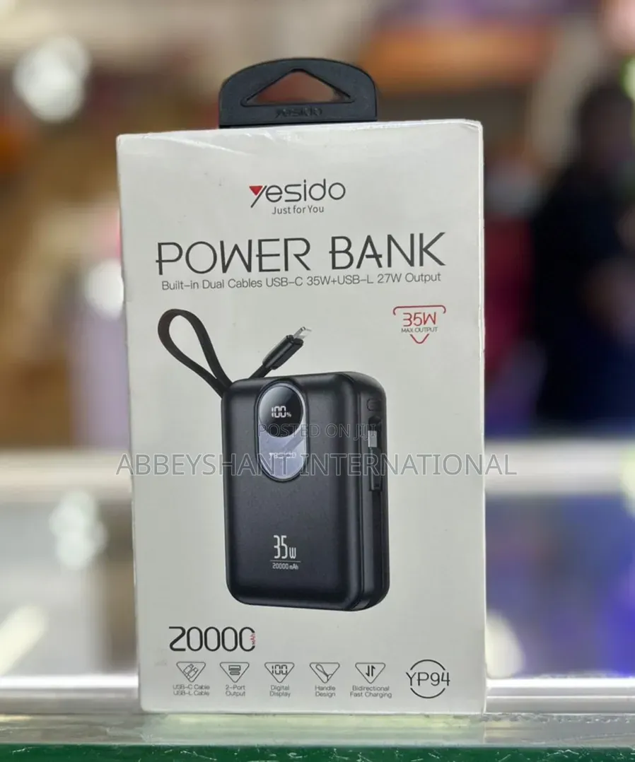 Yesido Yp94 Power Bank Portable Charger 20,000mah Battery