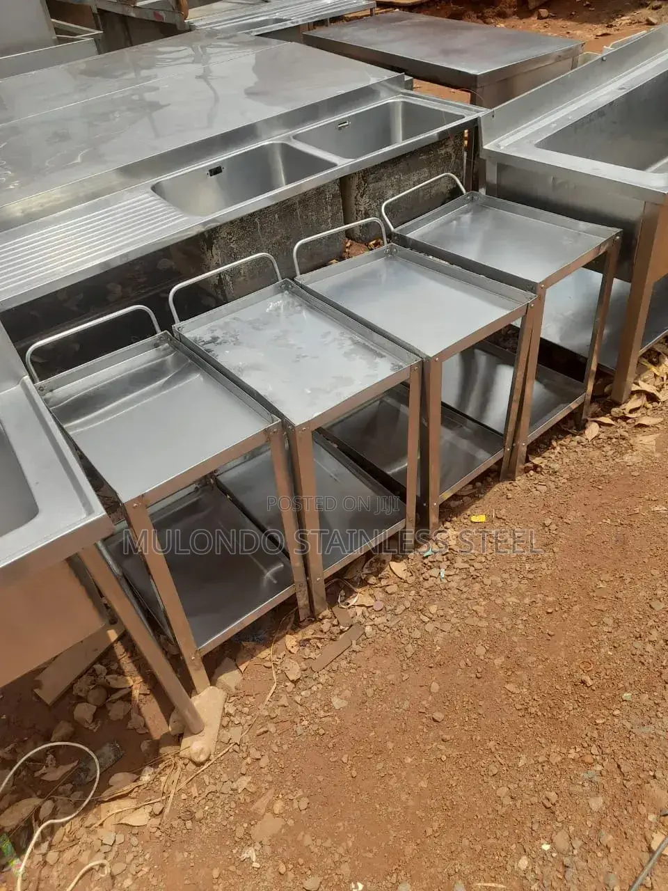2_ Tray Stainless Steel Trolley