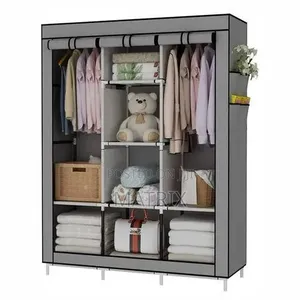 Portable Metallic Closet / Wardrobe 3 Column