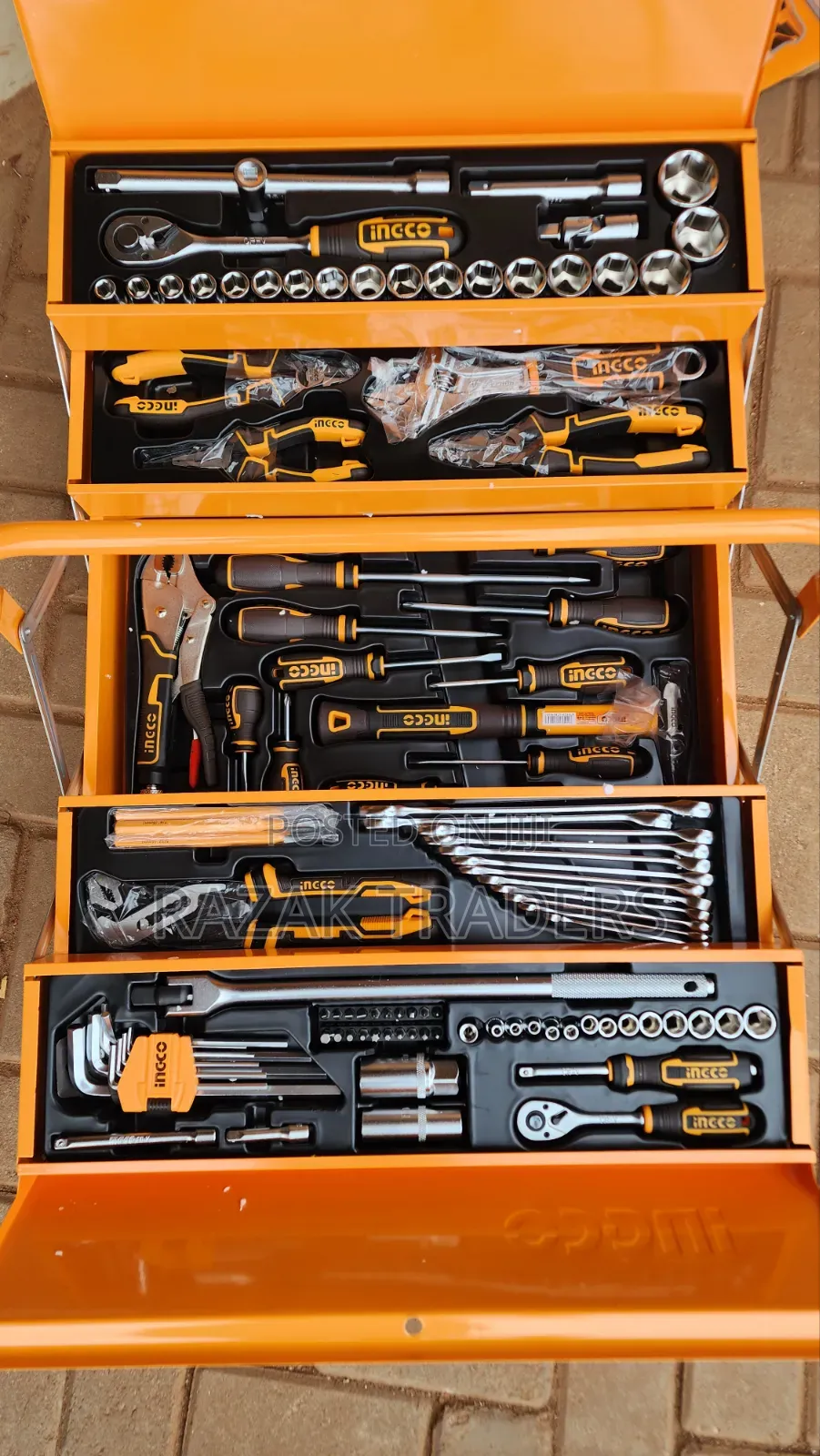 Ingco/ Metal Tool Box Set With 59pcs Hand Tools Set