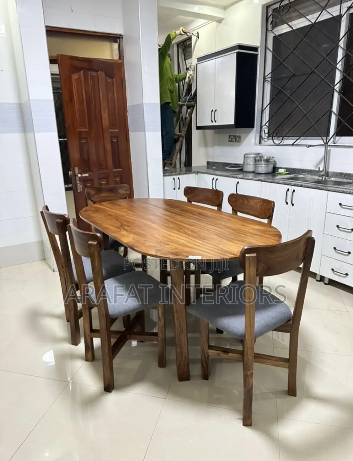 Elegant 6-Seater Solid Wood Oval Dining Set