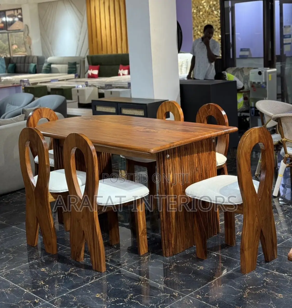 Modern 6-Seater Cotout-Back Chair Design