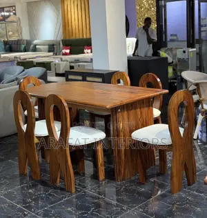 Modern 6-Seater Cotout-Back Chair Design