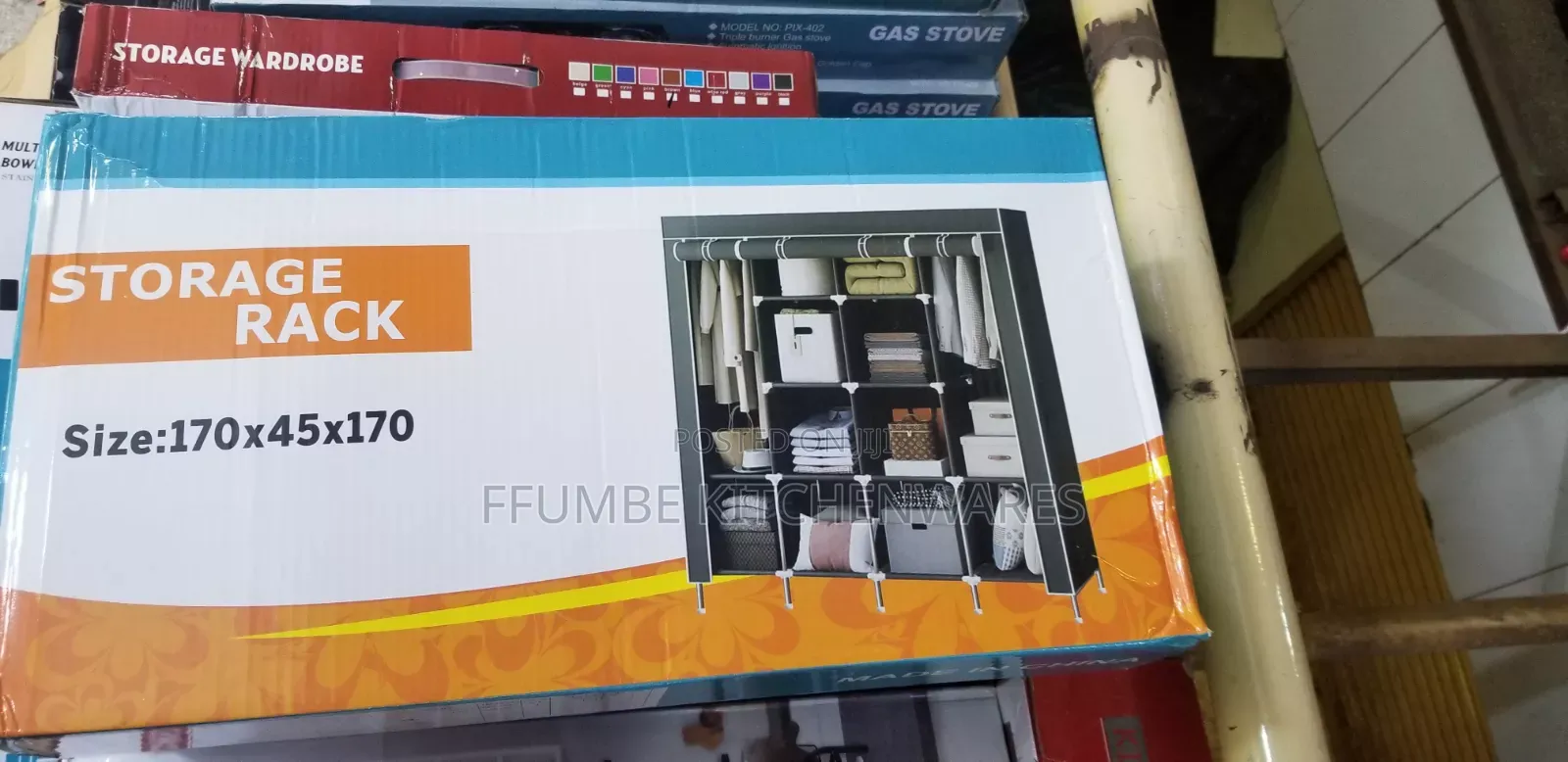 Portable Wardrobe Storage Racker 4 Collumn