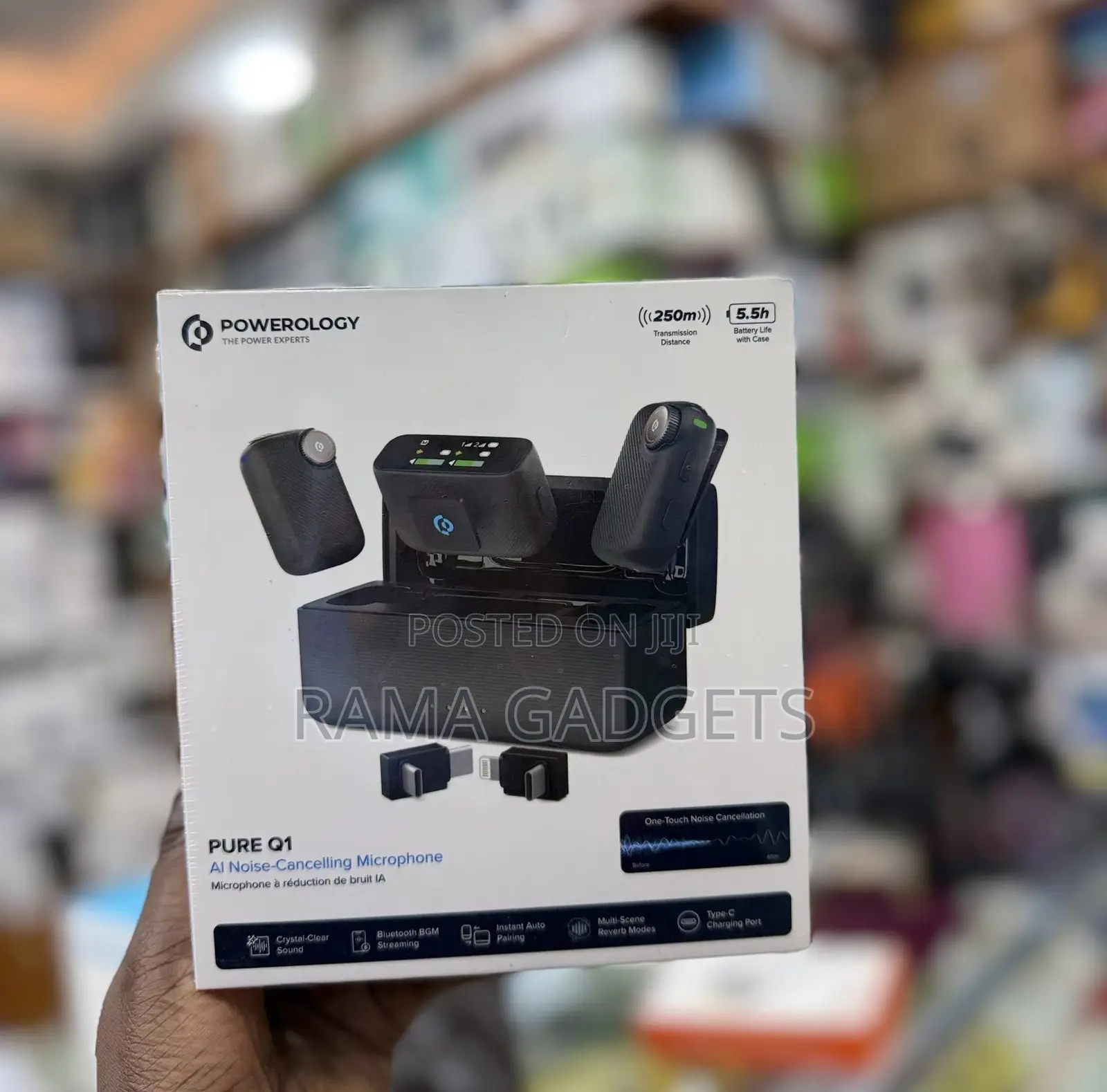 Powerology Pure Q1 Ai Noise-Cancelling Microphone System.