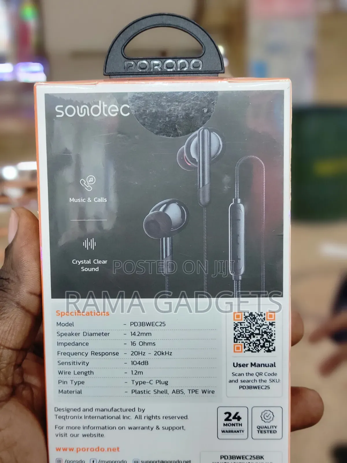 Porodo Soundtec Stereo Bass Type-C Wired Earphone