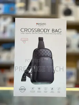 Yesido Smart Cross Body Bag With Fingerprint Lock Black Leather