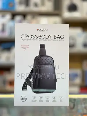Yesido Smart Cross Body Bag With Fingerprint Lock Black Leather