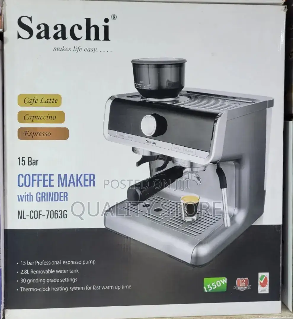 Saachi Electric Coffee Maker With Grinder 15 Bar Nl-Cof-7063g