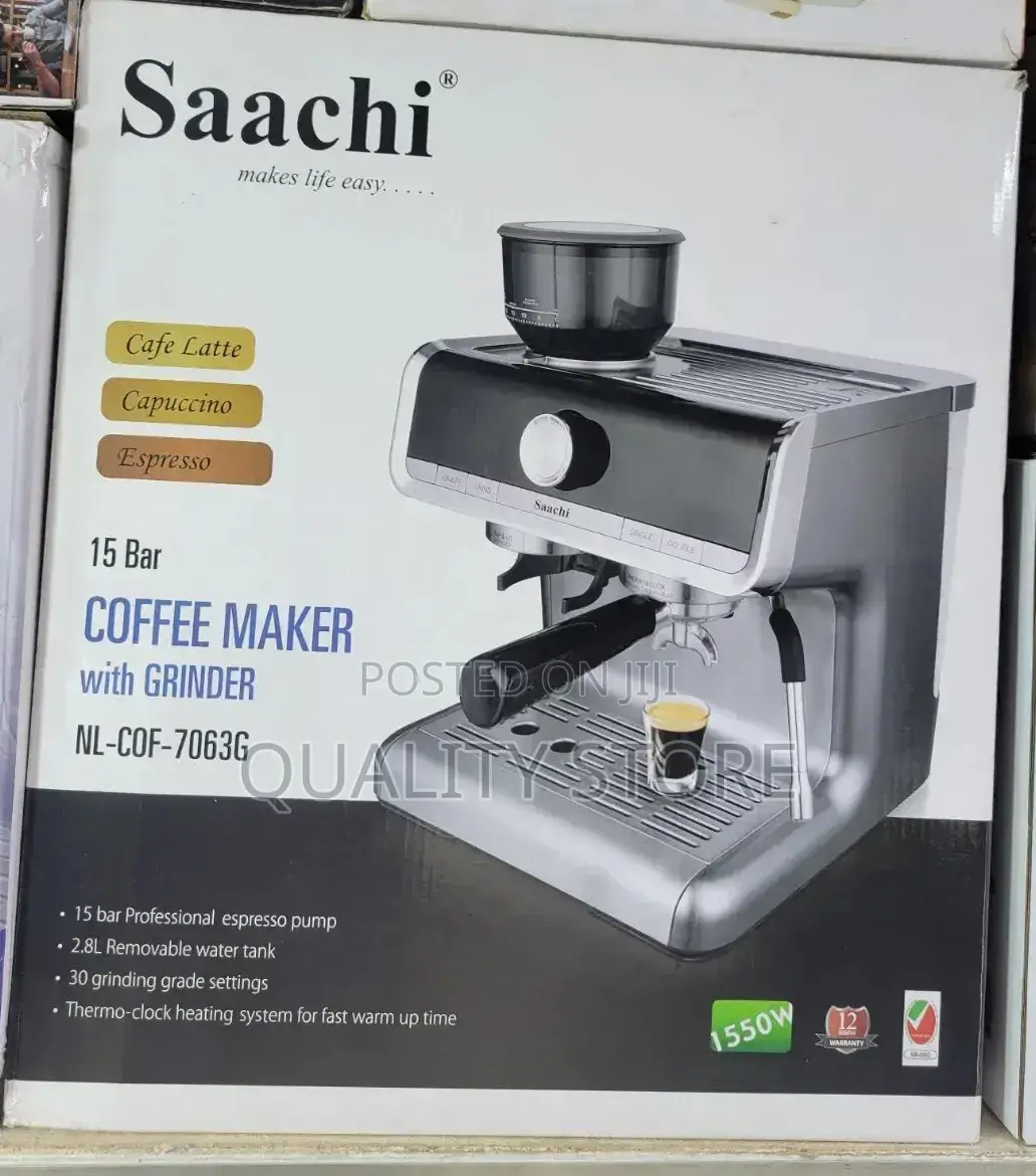 Saachi Electric Coffee Maker With Grinder 15 Bar Nl-Cof-7063g