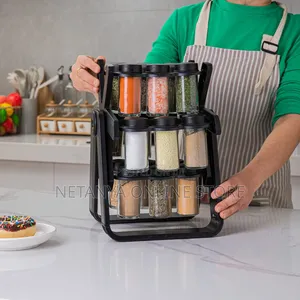 18 Spice Jars Rotating Rack