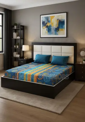 Sleek Black Platform Bed