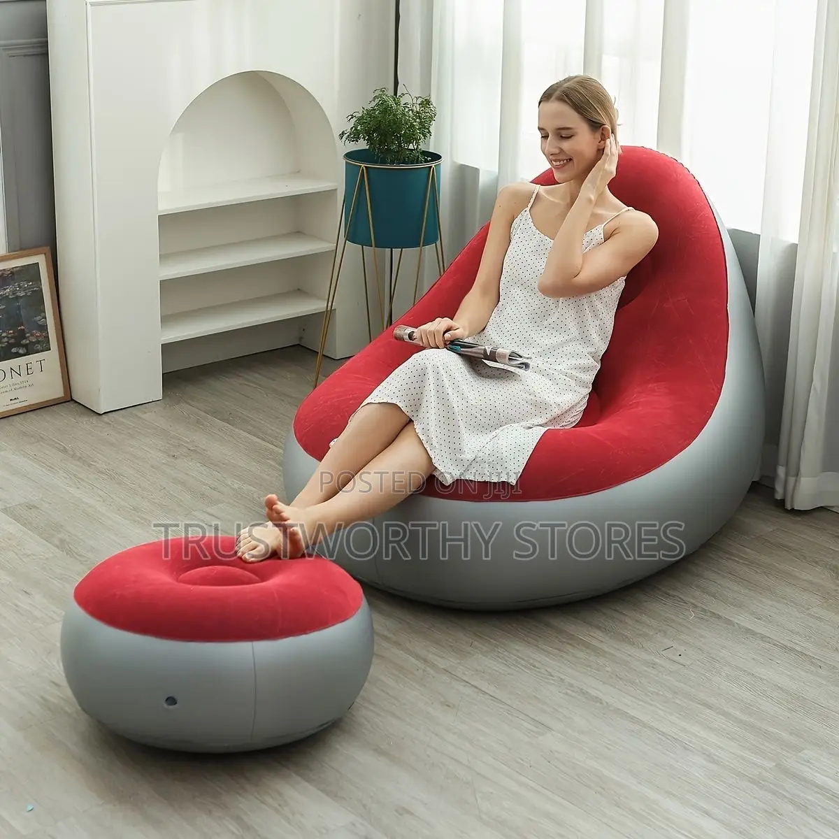Inflatable Sofa With Footrest and Pump