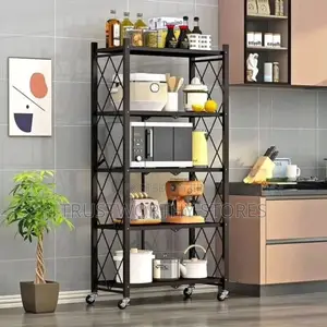 Foldable 5 Tier Kitchen Organizer With Rollers