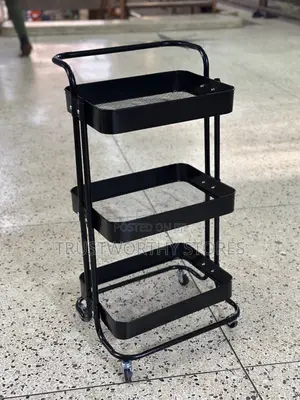 3-tier Metallic Trolley With Handle