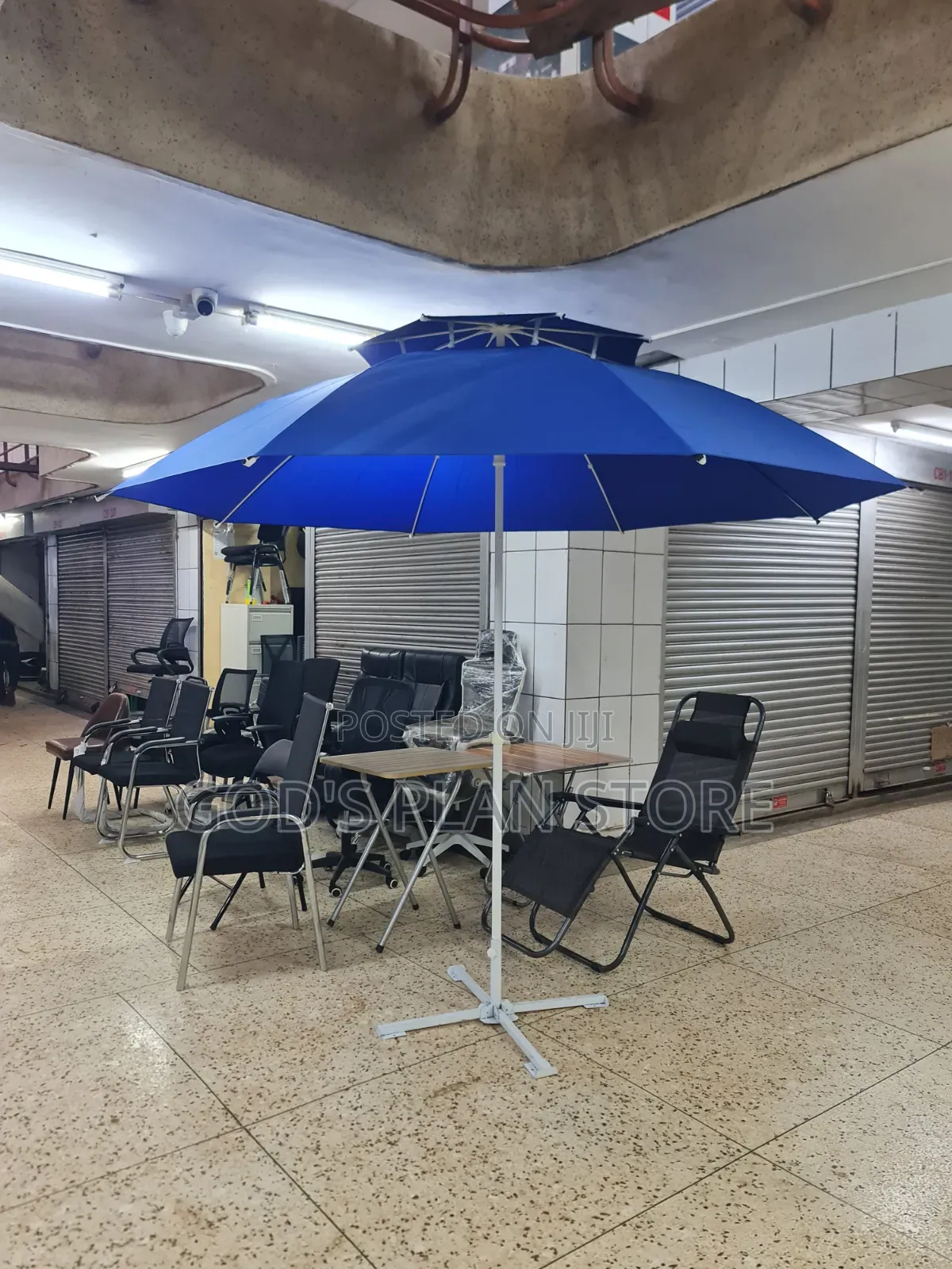 Double Top Blue Outdoor Sun Umbrella Garden Beach Bar Umbrellas