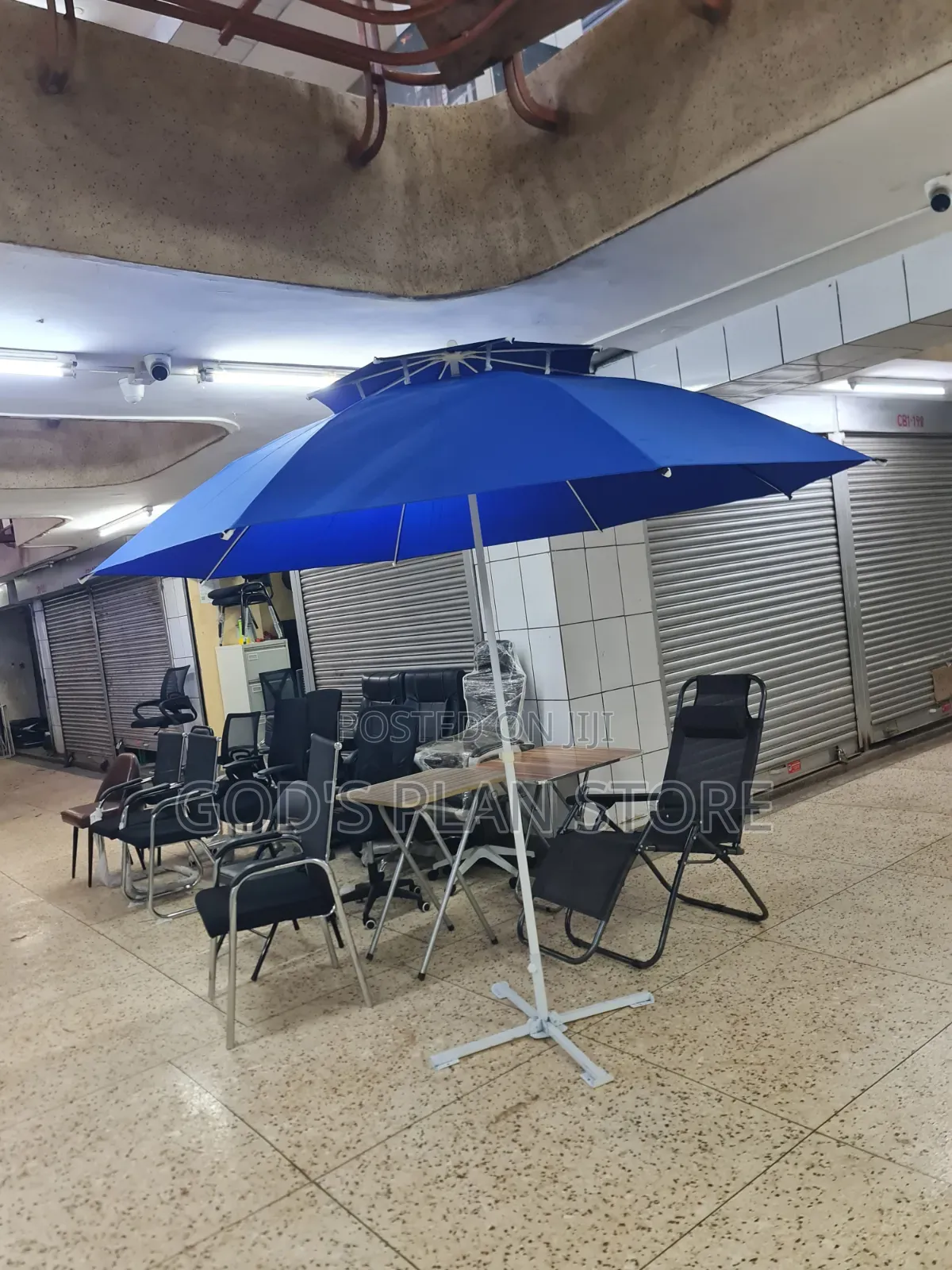 Double Top Blue Outdoor Sun Umbrella Garden Beach Bar Umbrellas