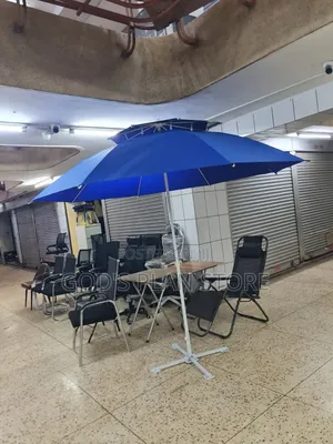 Double Top Blue Outdoor Sun Umbrella Garden Beach Bar Umbrellas