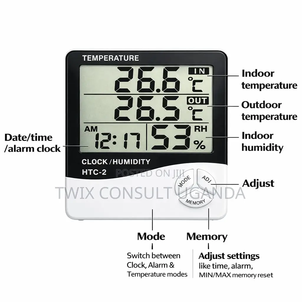 Htc-2 Digital Thermometer Hygrometer With External Sensor Probe