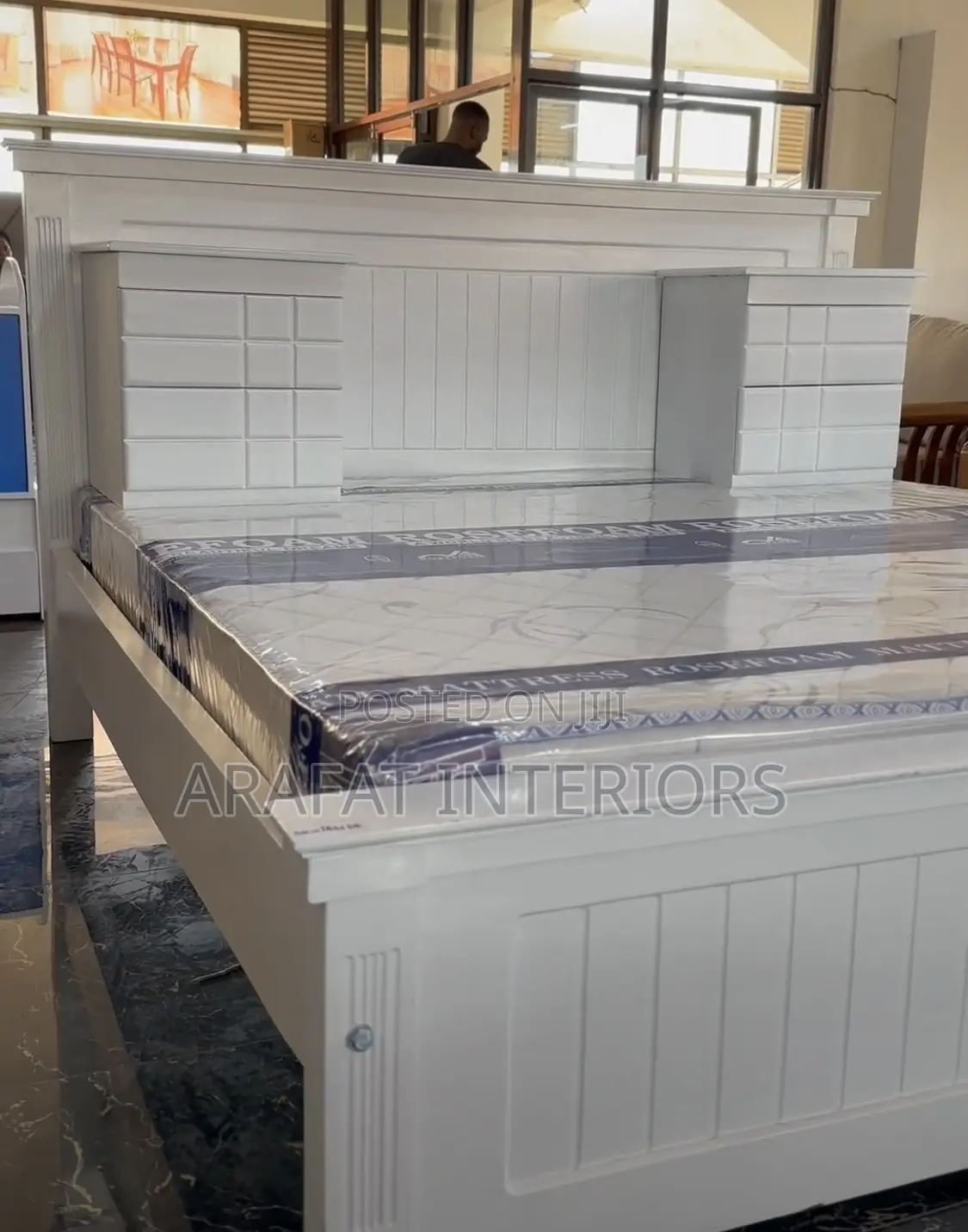 White Storage Headboard Bed