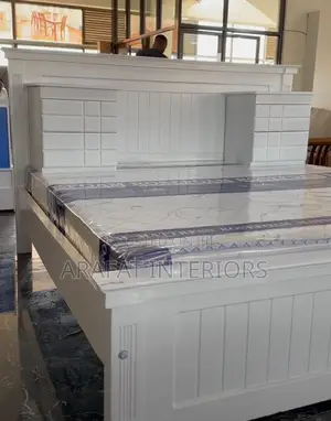 White Storage Headboard Bed