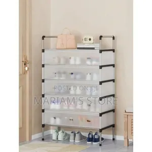 Plastic Shoe Cabinet With Transparent Doors for Organizing Footwear.