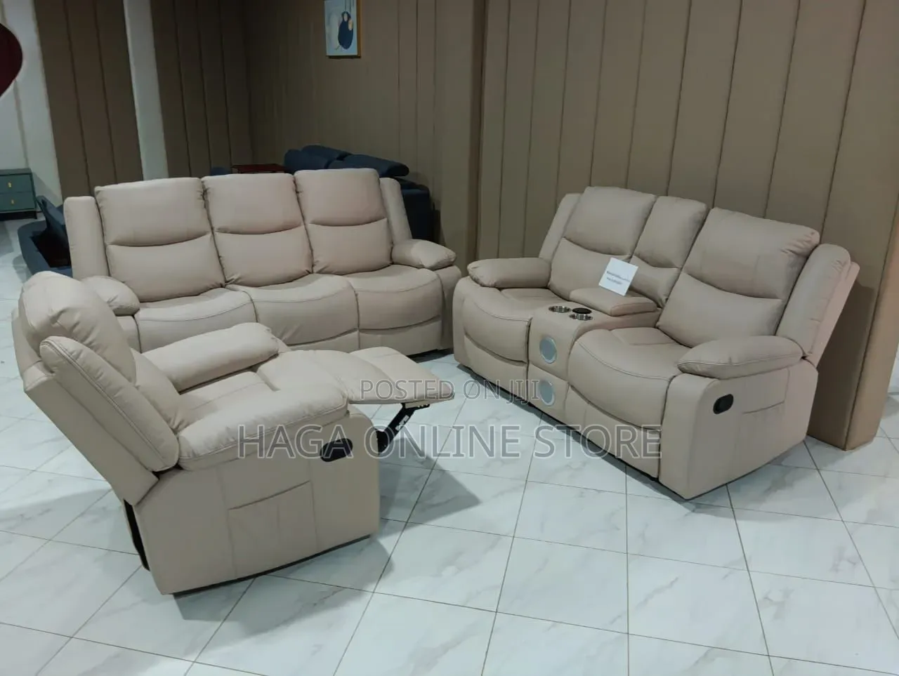Manual Recliner Leather Sofa