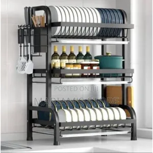 3-Tier Dish Drying Rack With , Anti-Rust Coated Carbon Steel.