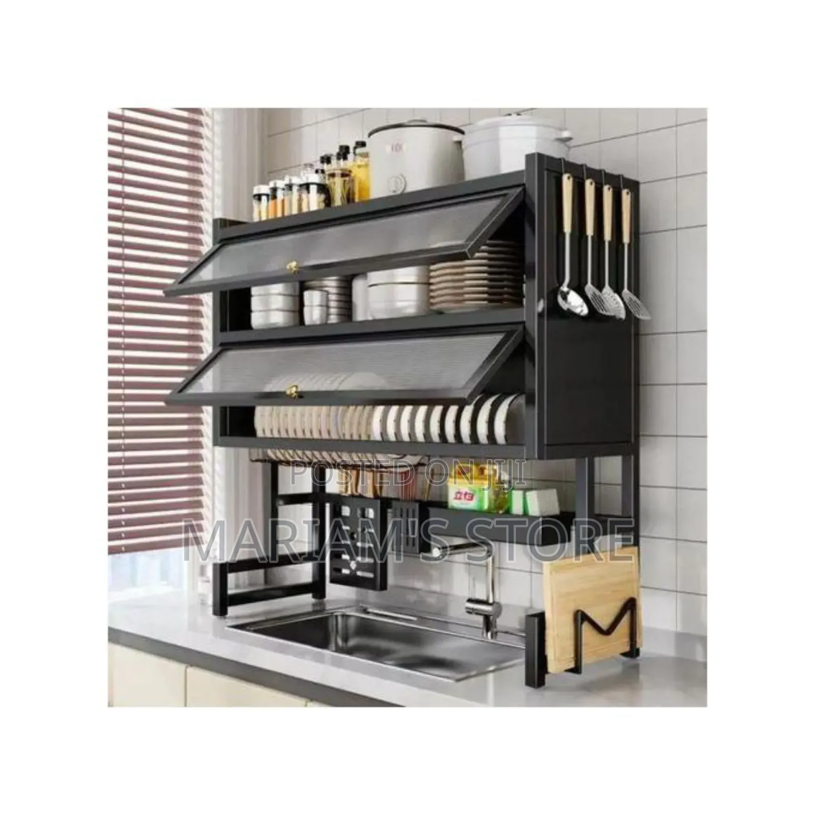 Stainless Steel Sink Dish Drying Rack With Flip-Up Cabinet Doors .