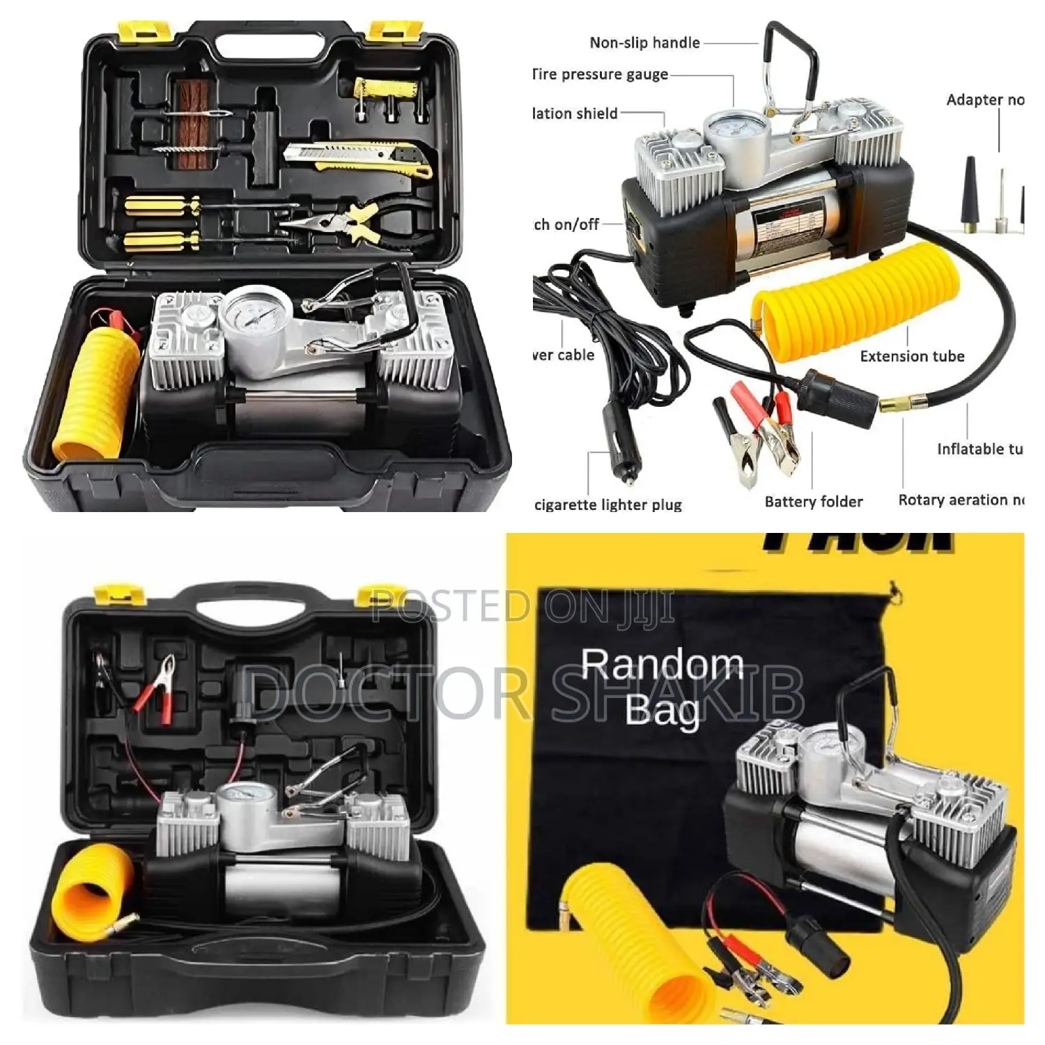 Portable 12v Dual-cylinder Car Air Compressor And Tire Repair Kit