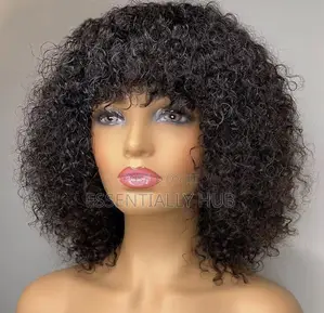 Fringe Black in Small Volume Human Hair Wig