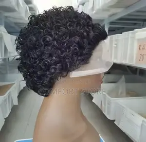 13*4 Pixie Curly Black Human Hair Wigs