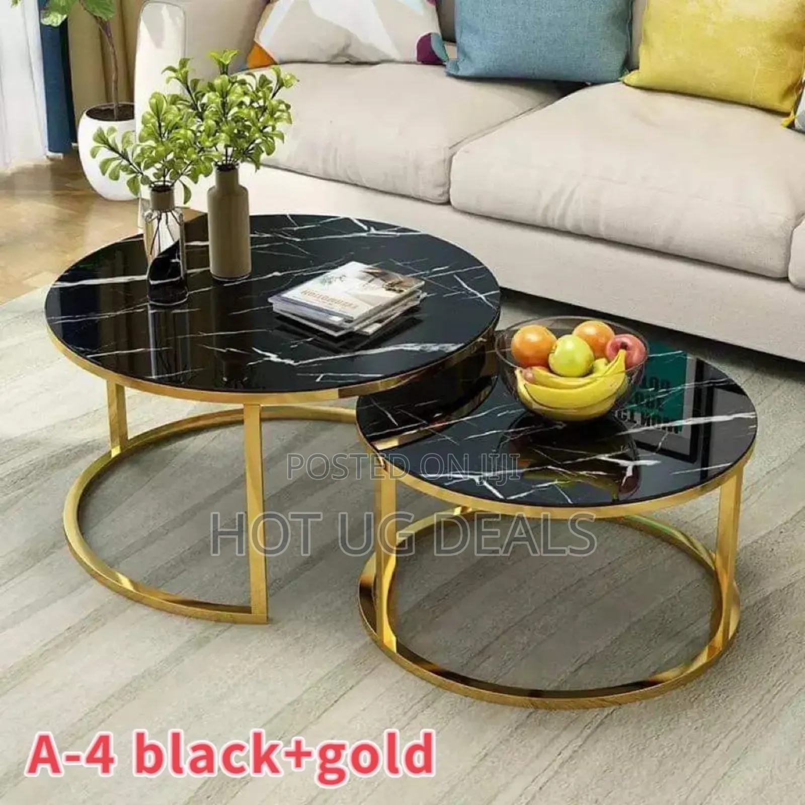 Set of 2 Furniture Round End Center Coffee Table