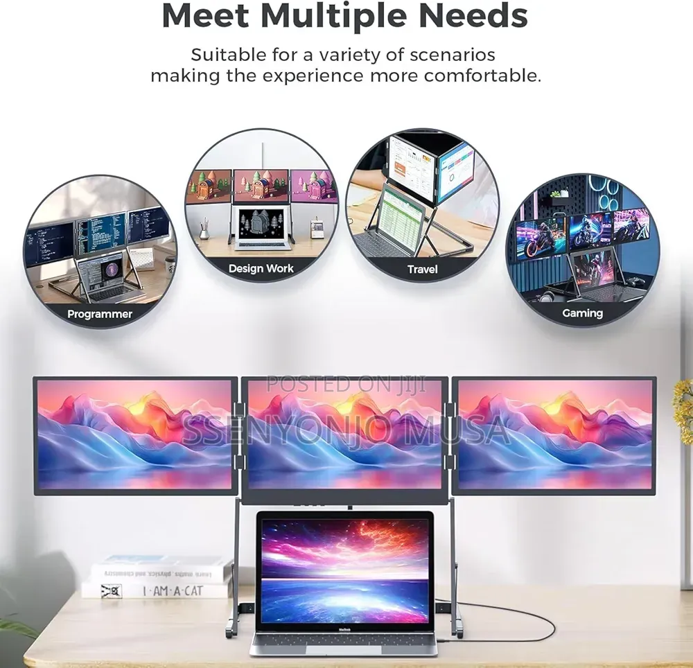 V2com 15.6" Triple Laptop Monitor Extender FHD 1080p Ips – Portable