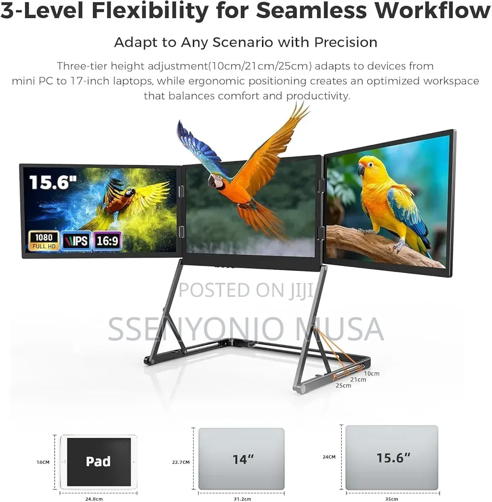 V2com 15.6" Triple Laptop Monitor Extender FHD 1080p Ips – Portable