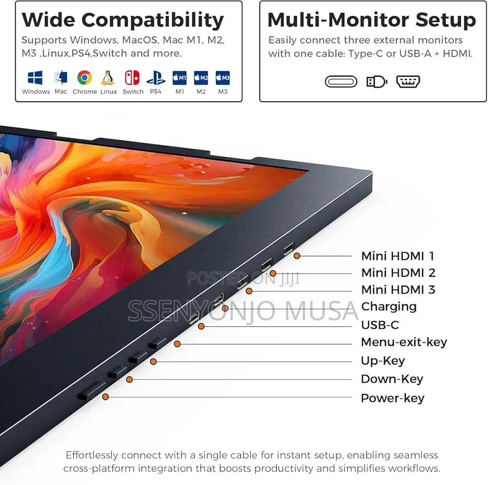 V2com 15.6" Triple Laptop Monitor Extender FHD 1080p Ips – Portable