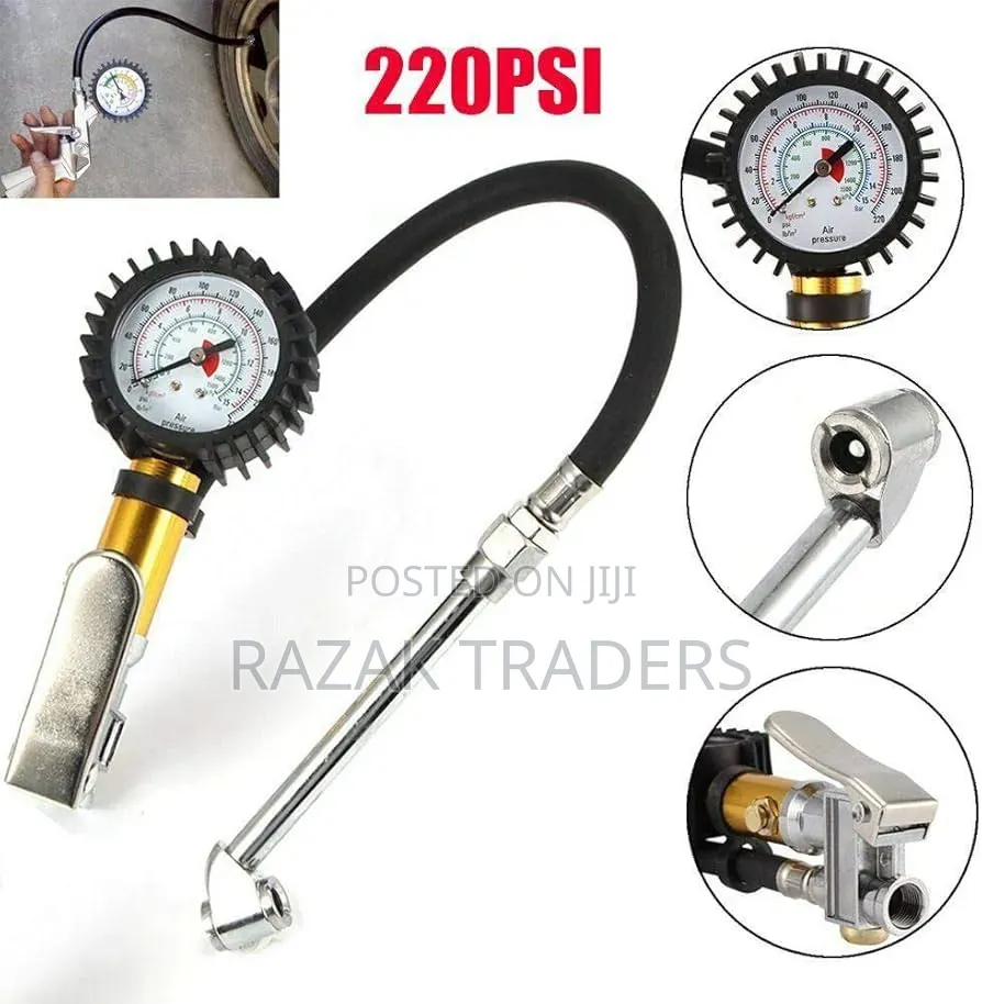 Tyre Inflator Air Tyre Pump Pressure Tester With Gauge Professional